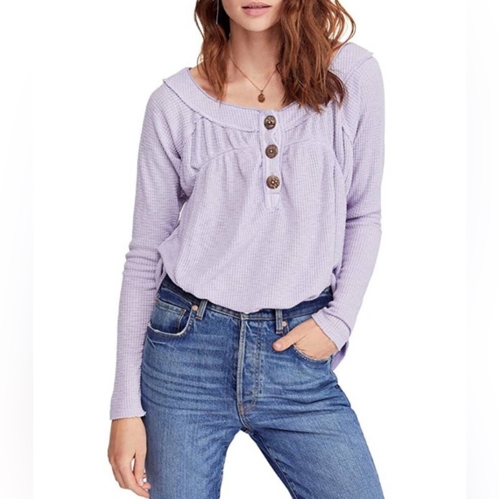 We the Free FREE PEOPLE Lavender Purple Henley Women Must Size Small
